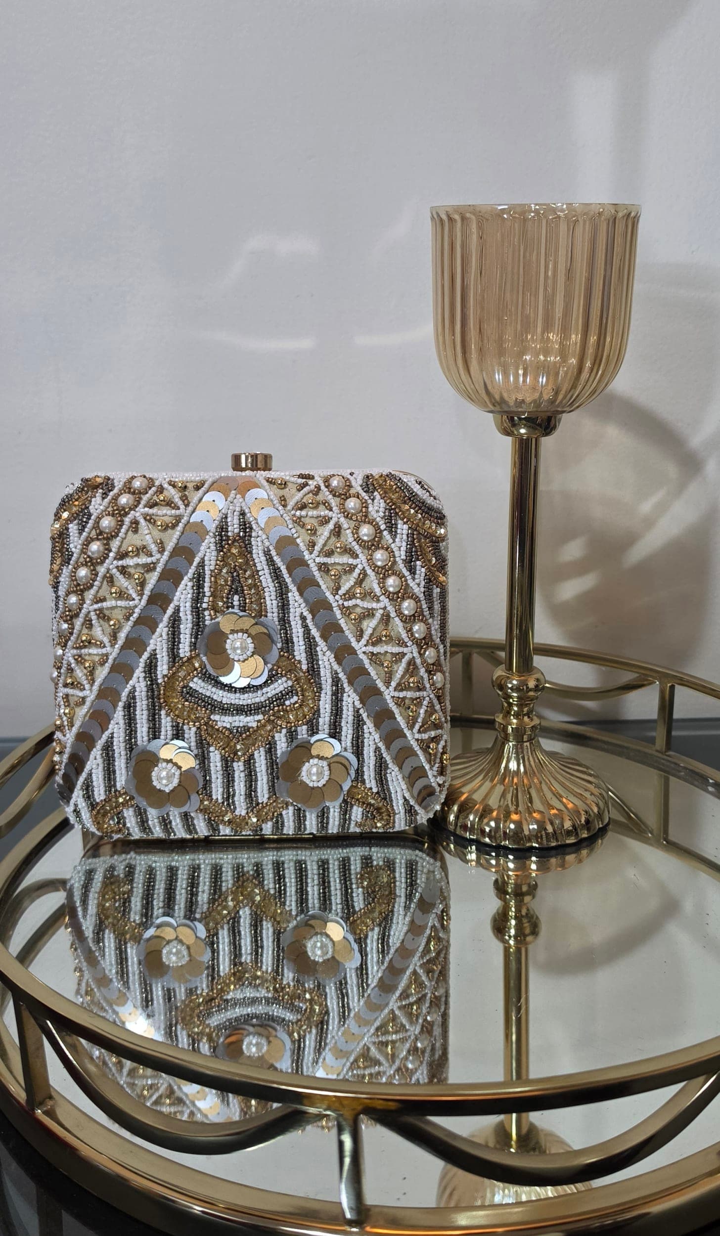 Stella Silver Geometric Clutch
