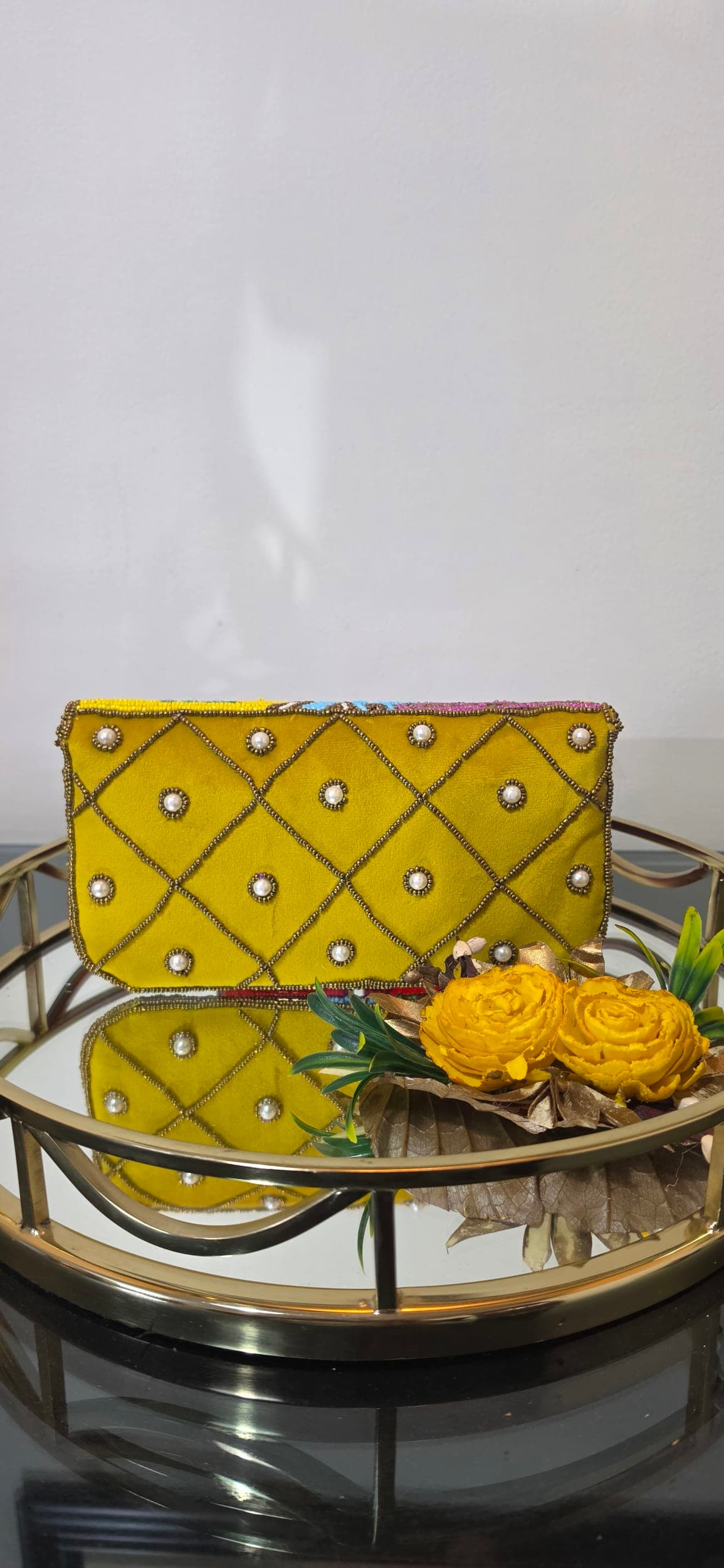 Mimosa Saffron Velvet Clutch