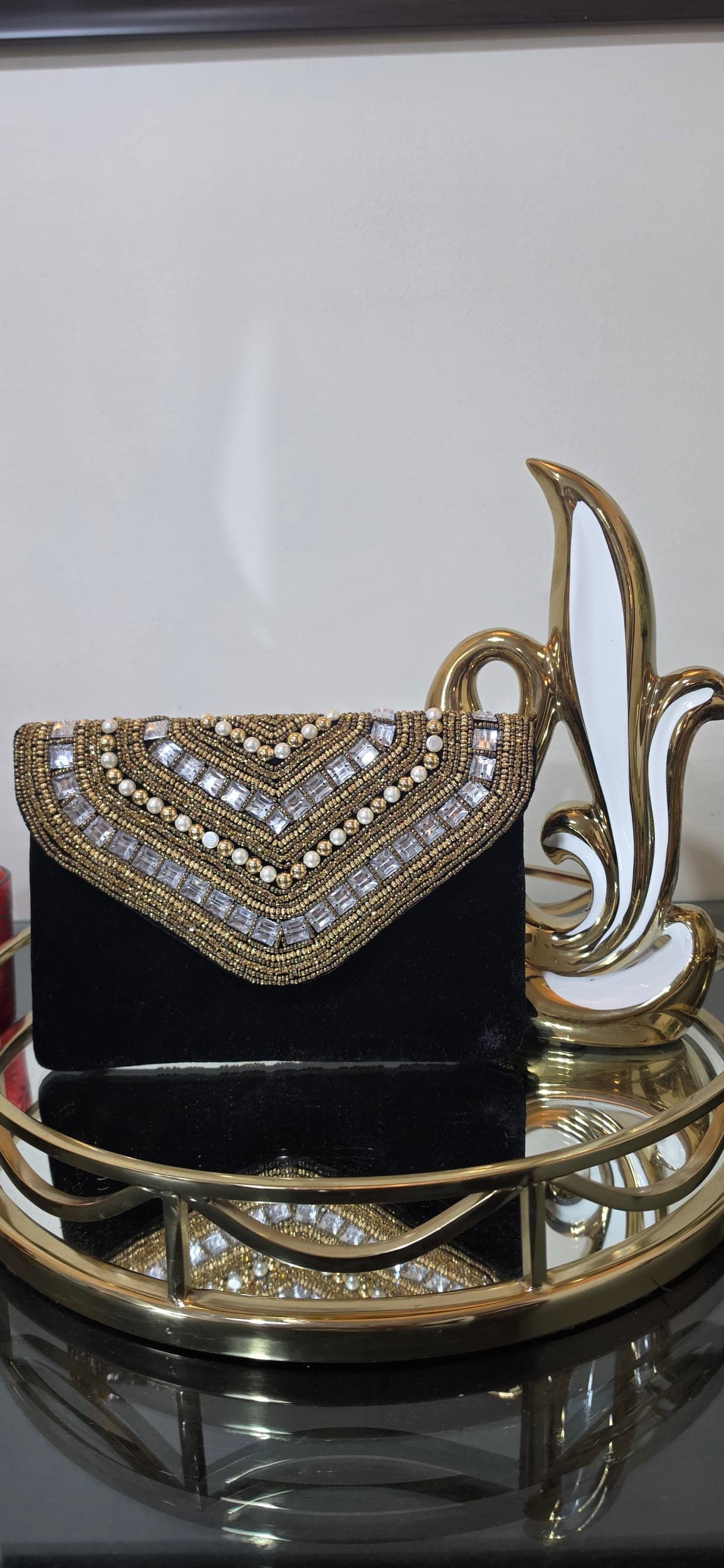 Chiara Crystal Chevron Clutch