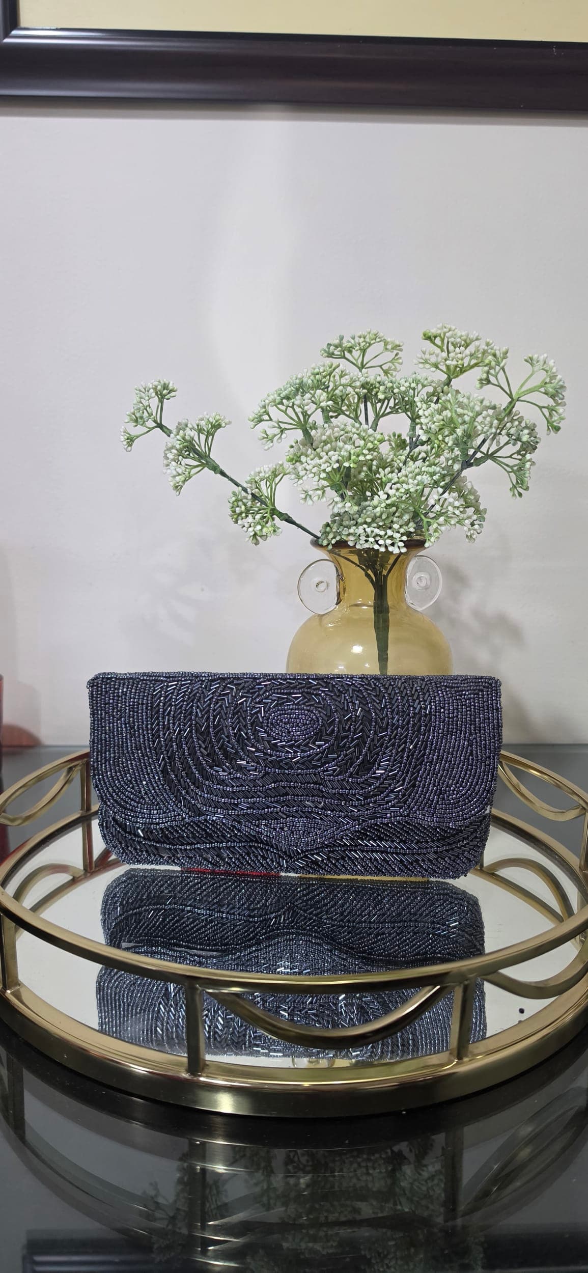 Rosetta Navy Medallion Clutch