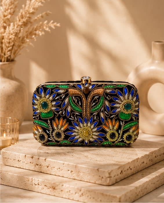 Pavone Noir Box Clutch