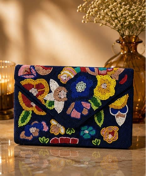 Primavera Navy Envelope Clutch