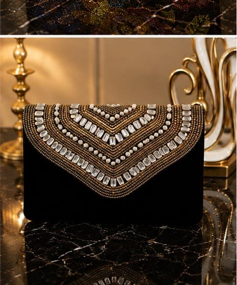 Chiara Crystal Chevron Clutch