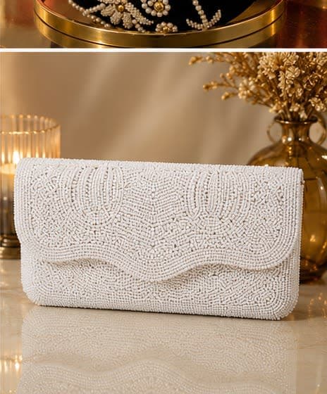 Onda Ivory Wave Clutch